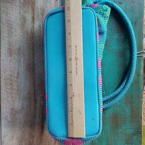 The Sak Teal and Pink Cherry Crochet Handbag Purse w/ Sequin Detail ~Y2K~ - Picture 13 of 14